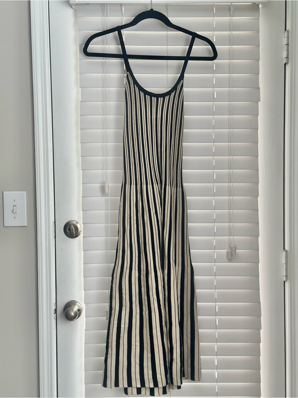 a new day Black and Cream Striped Midi Dress